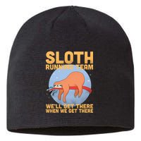 Lazy Sloth Running Team Distressed Sustainable Beanie
