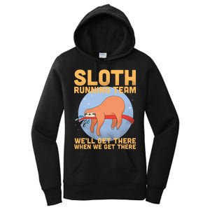 Lazy Sloth Running Team Distressed Women's Pullover Hoodie