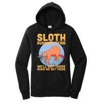 Lazy Sloth Running Team Distressed Women's Pullover Hoodie