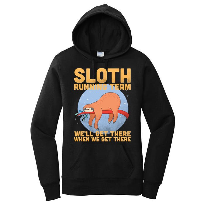 Lazy Sloth Running Team Distressed Women's Pullover Hoodie