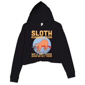 Lazy Sloth Running Team Distressed Crop Fleece Hoodie