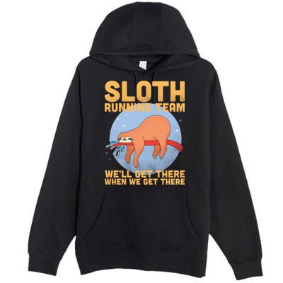 Lazy Sloth Running Team Distressed Premium Pullover Hoodie