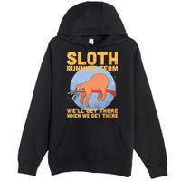Lazy Sloth Running Team Distressed Premium Pullover Hoodie
