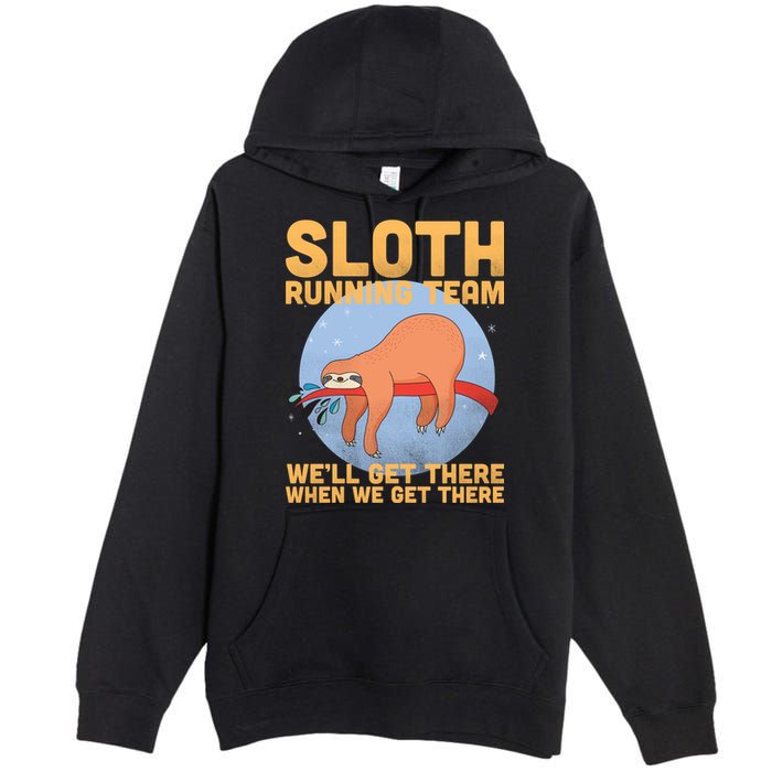 Lazy Sloth Running Team Distressed Premium Pullover Hoodie