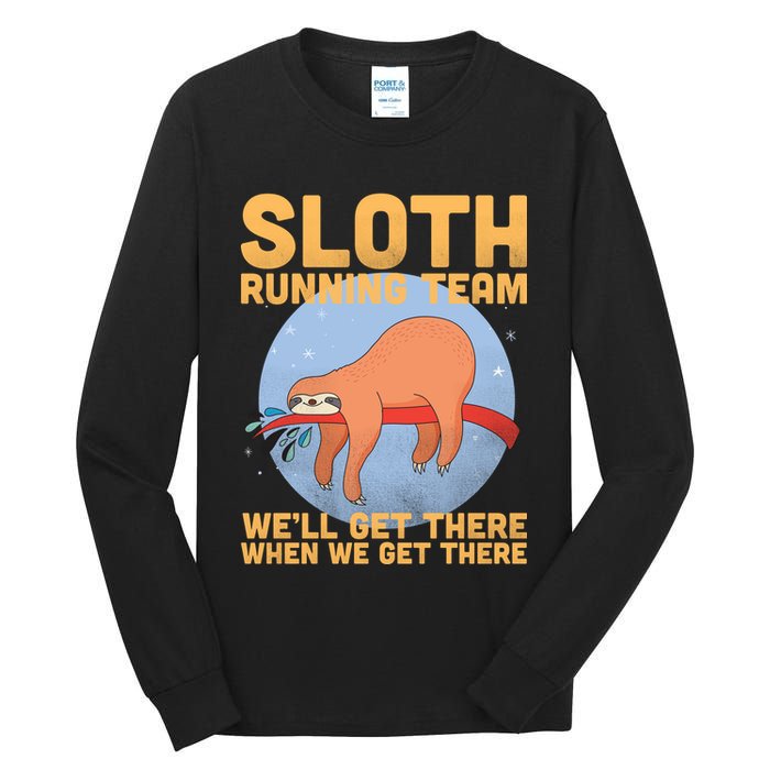Lazy Sloth Running Team Distressed Tall Long Sleeve T-Shirt