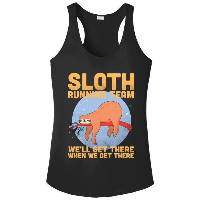 Lazy Sloth Running Team Distressed Ladies PosiCharge Competitor Racerback Tank