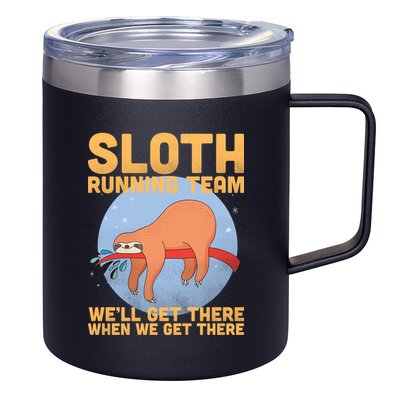 Lazy Sloth Running Team Distressed 12oz Stainless Steel Coffee Mug