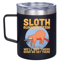 Lazy Sloth Running Team Distressed 12oz Stainless Steel Coffee Mug
