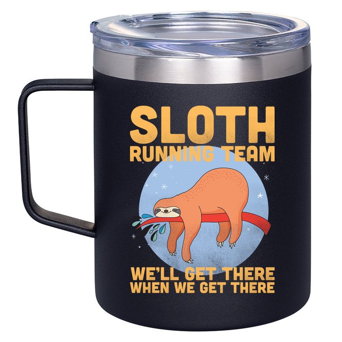 Lazy Sloth Running Team Distressed 12oz Stainless Steel Coffee Mug