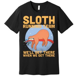 Lazy Sloth Running Team Distressed Premium T-Shirt