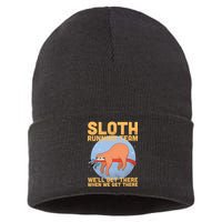 Lazy Sloth Running Team Distressed Sustainable Knit Beanie