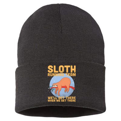 Lazy Sloth Running Team Distressed Sustainable Knit Beanie