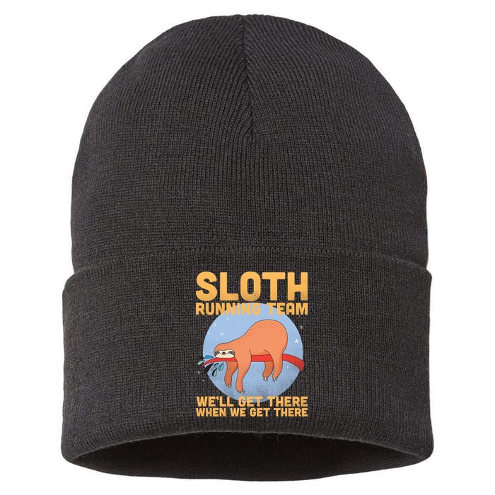 Lazy Sloth Running Team Distressed Sustainable Knit Beanie