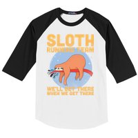 Lazy Sloth Running Team Distressed Baseball Sleeve Shirt