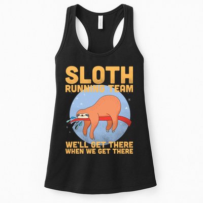 Lazy Sloth Running Team Distressed Womens Tank Top
