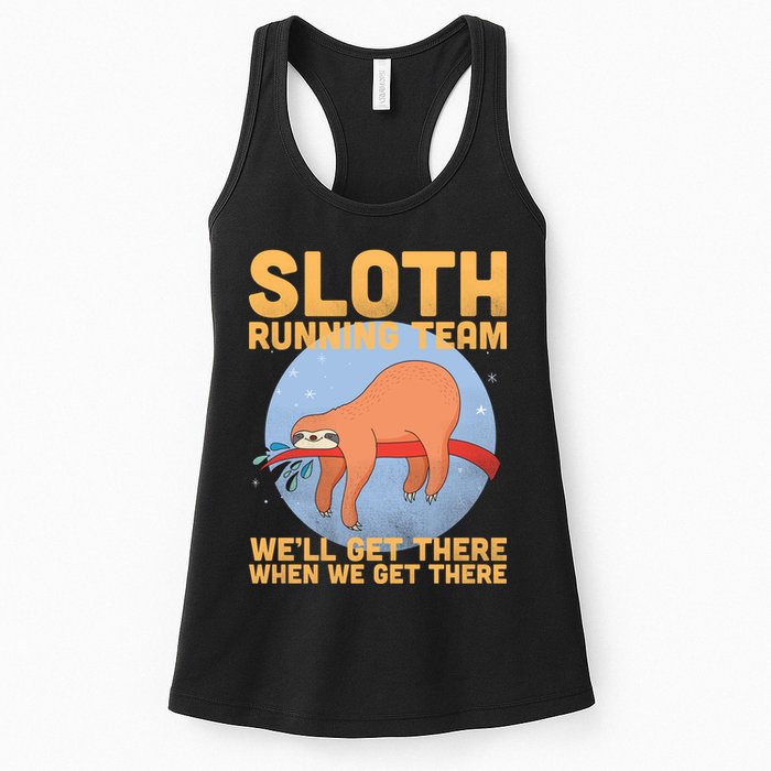 Lazy Sloth Running Team Distressed Womens Tank Top