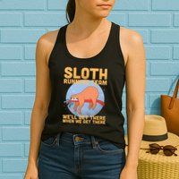 Lazy Sloth Running Team Distressed Womens Tank Top