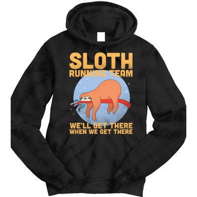 Lazy Sloth Running Team Distressed Tie Dye Hoodie