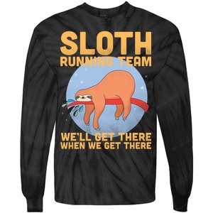 Lazy Sloth Running Team Distressed Tie-Dye Long Sleeve Shirt