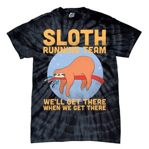 Lazy Sloth Running Team Distressed Tie-Dye T-Shirt