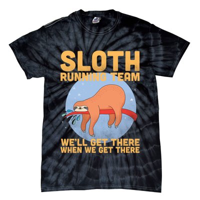 Lazy Sloth Running Team Distressed Tie-Dye T-Shirt