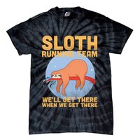 Lazy Sloth Running Team Distressed Tie-Dye T-Shirt