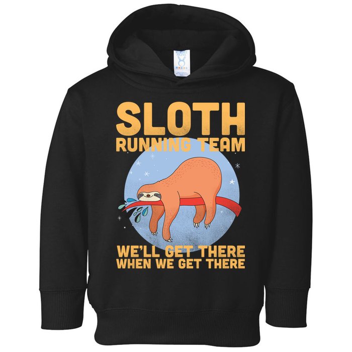 Lazy Sloth Running Team Distressed Toddler Hoodie