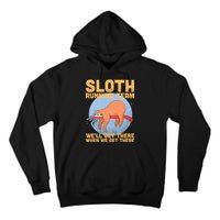 Lazy Sloth Running Team Distressed Tall Hoodie
