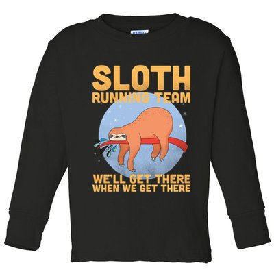 Lazy Sloth Running Team Distressed Toddler Long Sleeve Shirt