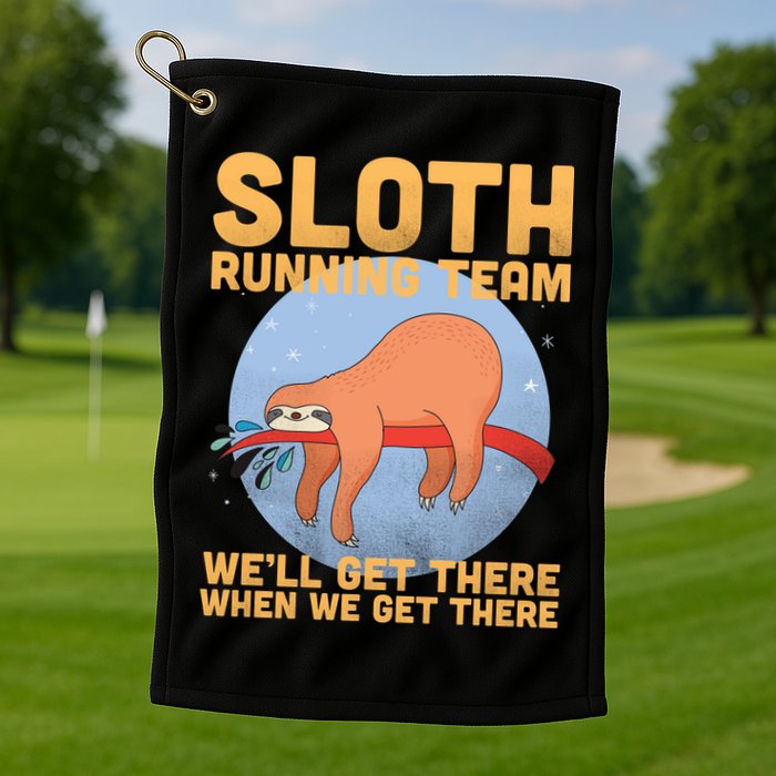 Lazy Sloth Running Team Distressed Golf Towel