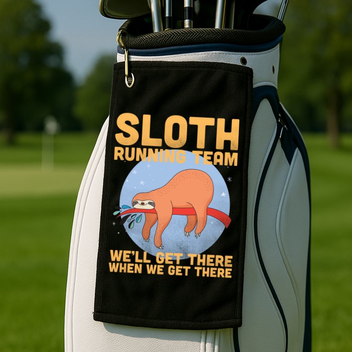Lazy Sloth Running Team Distressed Golf Towel