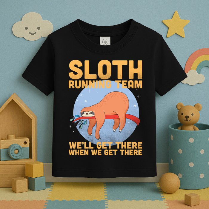 Lazy Sloth Running Team Distressed Toddler T-Shirt