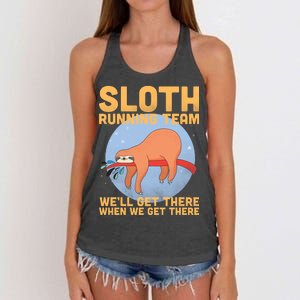 Lazy Sloth Running Team Distressed Women's Knotted Racerback Tank