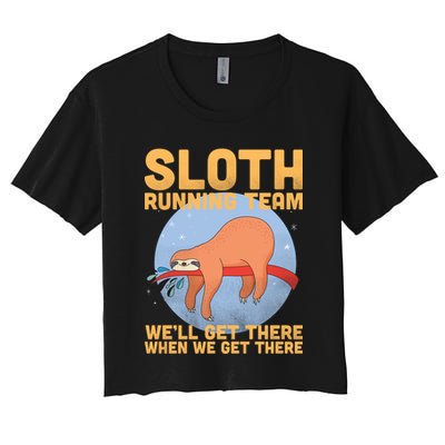 Lazy Sloth Running Team Distressed Crop Top