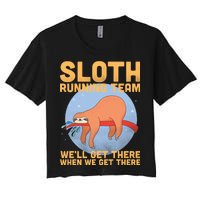 Lazy Sloth Running Team Distressed Women's Crop Top Tee