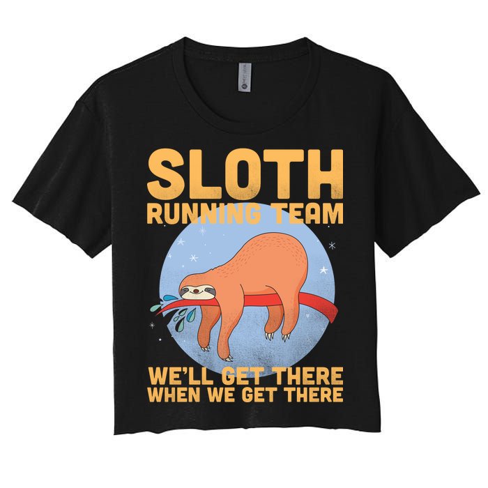 Lazy Sloth Running Team Distressed Women's Crop Top Tee