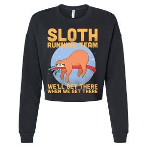 Lazy Sloth Running Team Distressed Cropped Pullover Crew