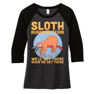 Lazy Sloth Running Team Distressed Women's Tri-Blend 3/4-Sleeve Raglan Shirt