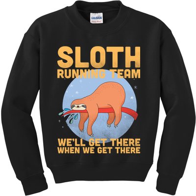 Lazy Sloth Running Team Distressed Kids Sweatshirt