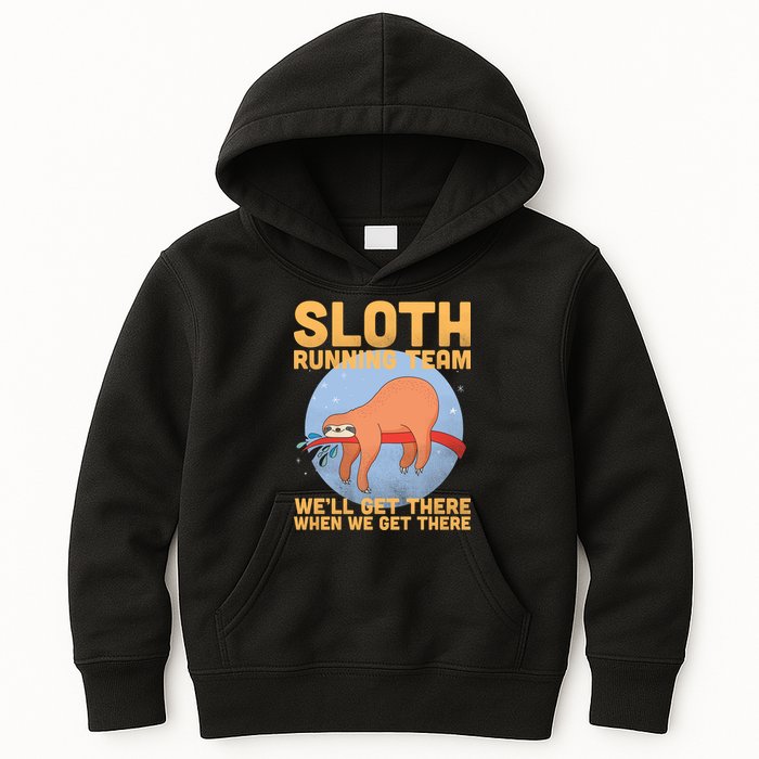 Lazy Sloth Running Team Distressed Kids Hoodie