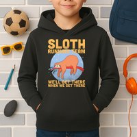 Lazy Sloth Running Team Distressed Kids Hoodie