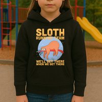 Lazy Sloth Running Team Distressed Kids Hoodie