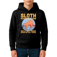 Lazy Sloth Running Team Distressed Kids Hoodie