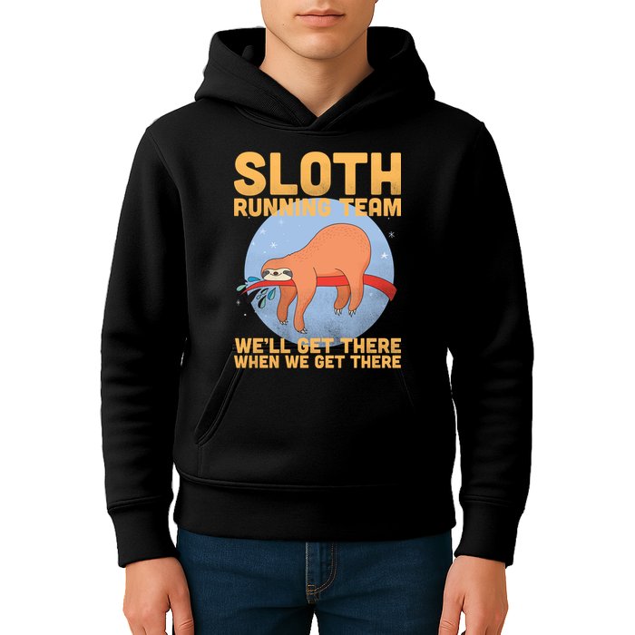 Lazy Sloth Running Team Distressed Kids Hoodie