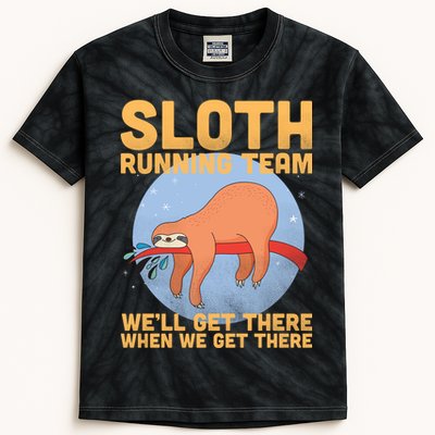 Lazy Sloth Running Team Distressed Kids Tie-Dye T-Shirt