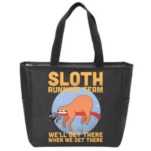 Lazy Sloth Running Team Distressed Zip Tote Bag