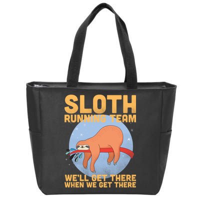 Lazy Sloth Running Team Distressed Zip Tote Bag