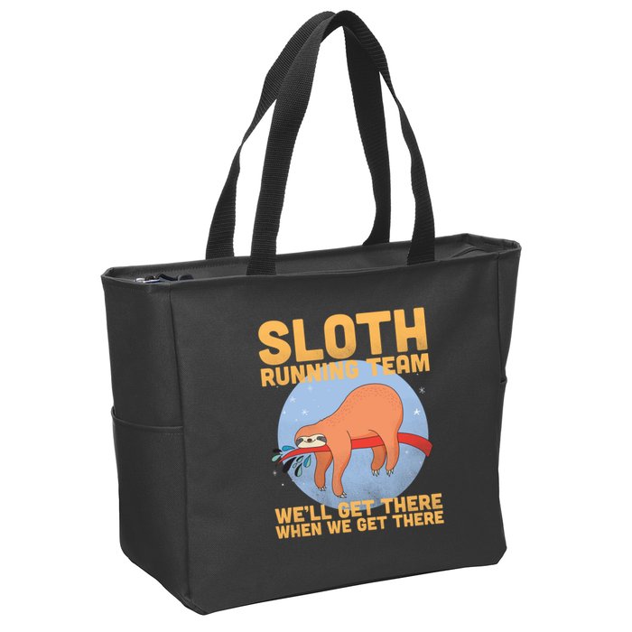 Lazy Sloth Running Team Distressed Zip Tote Bag
