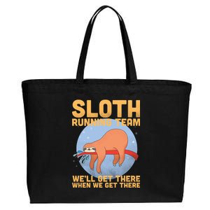 Lazy Sloth Running Team Distressed Cotton Canvas Jumbo Tote