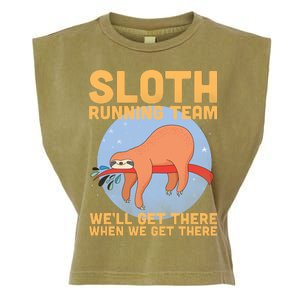 Lazy Sloth Running Team Distressed Garment-Dyed Women's Muscle Tee